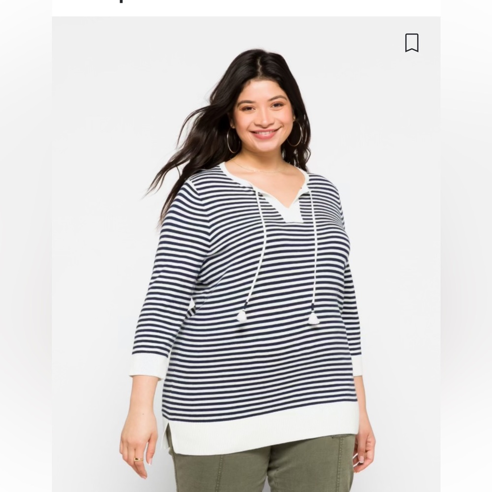 Market $ Spruce Split Neck Tassel Sweater